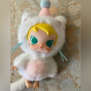 Bag Charm-Cute Plush Doll in White and Pink Outfit